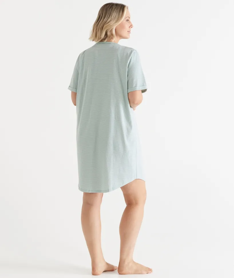 Sussan Nighties>AC STRIPE CURVED HEM NIGHT