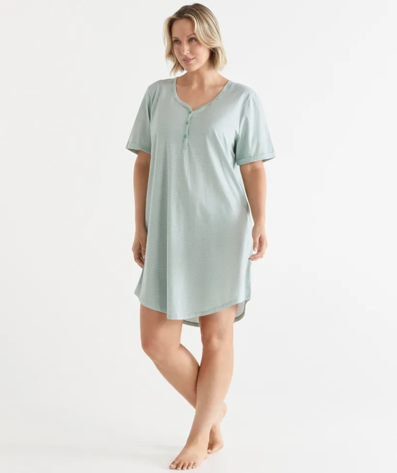 Sussan Nighties>AC STRIPE CURVED HEM NIGHT