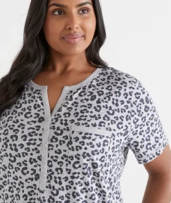 Sussan Nighties>Animal Print Short Sleeve Nightie