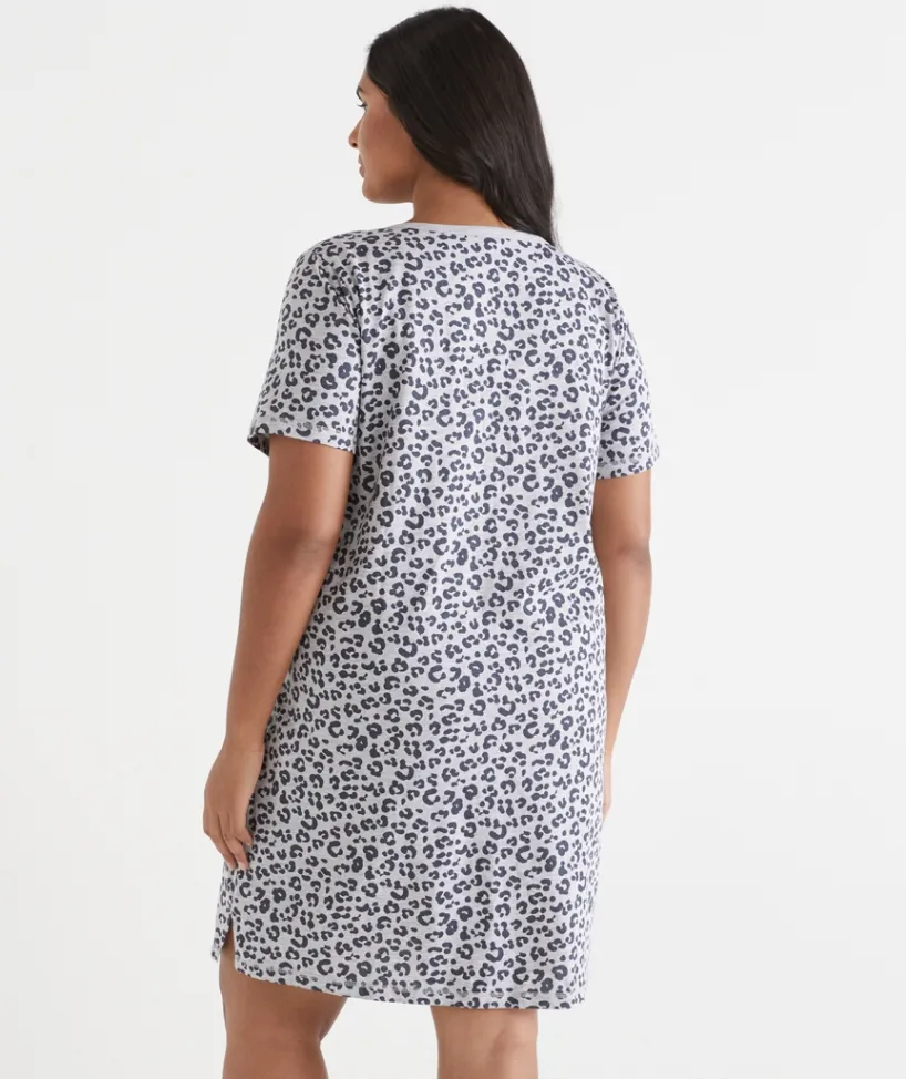 Sussan Nighties>Animal Print Short Sleeve Nightie