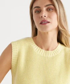 Sussan Tops|Knitwear>Back Button Tuck Stitch Knit Vest