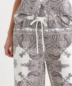 Sussan Pants|Matching Sets>Bandana Print Drawstring Wide Leg Linen Pant