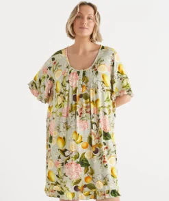 Sussan Nighties>Blooming Floral Orchard Short Sleeve Nightie