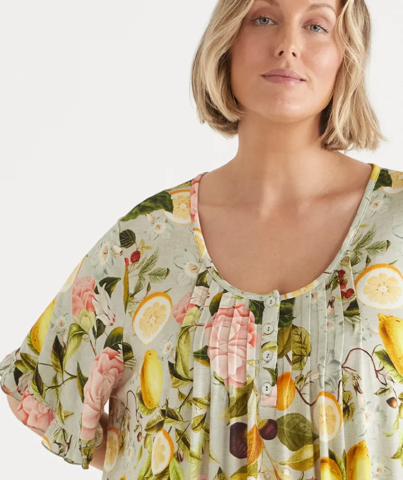 Sussan Nighties>Blooming Floral Orchard Short Sleeve Nightie