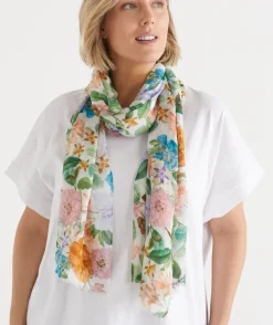 Sussan Scarves>Bright Botanical Scarf - White