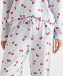 Sussan Pyjama Sets>Brushed Cherry Print Novelty Pyjama Set
