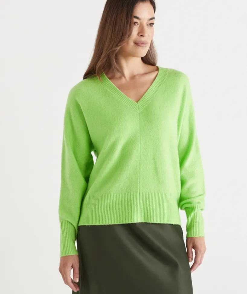 Sussan Tops|Knitwear>Brushed Rib V Neck Jumper