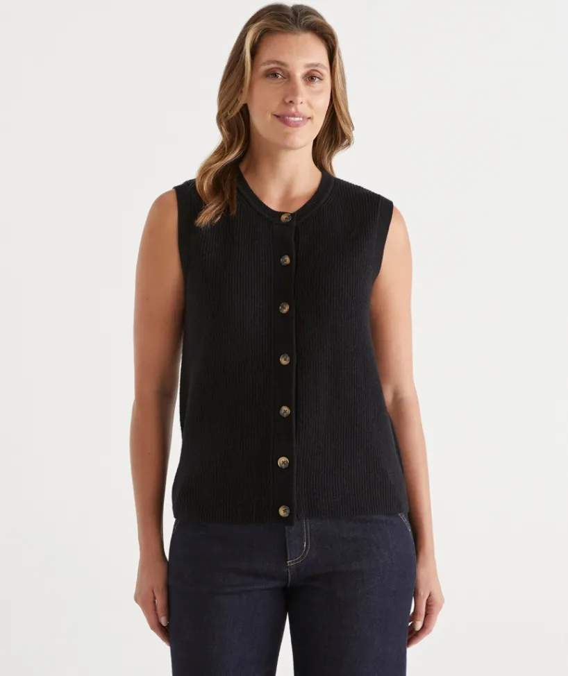 Sussan Tops|Knitwear>Button Up Knit Vest