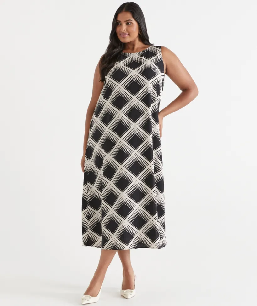 Sussan Dresses>Check Print Column Dress