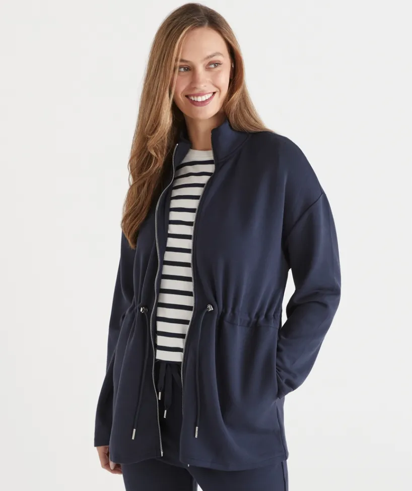 Sussan Loungewear|Jackets & Coats>Cinch Waist Jersey Jacket -