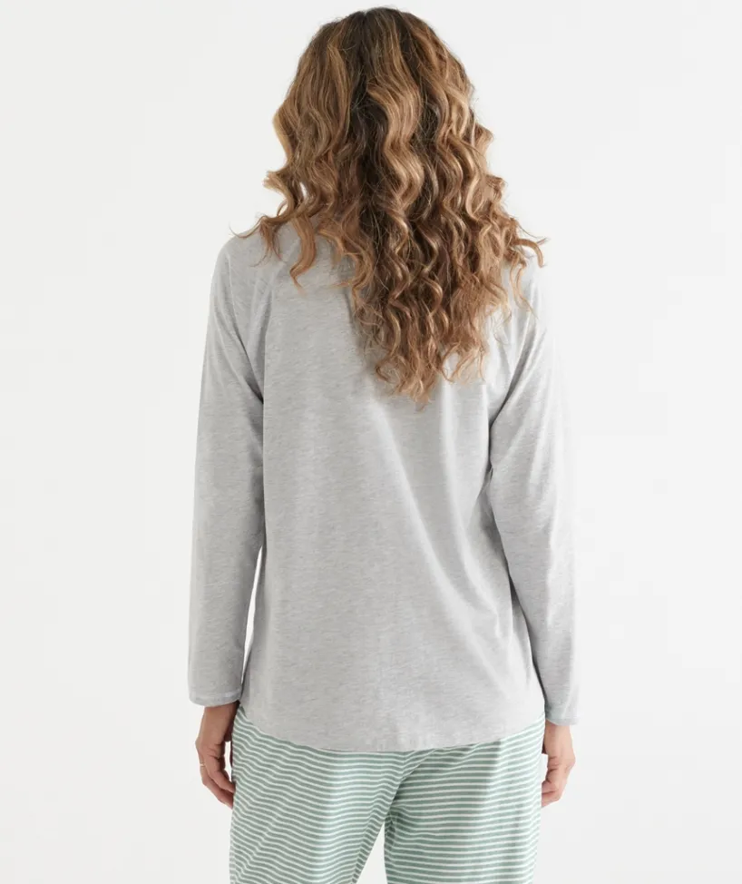 Women Sussan Women's Pyjama Tops|Everyday Icons>Contrast Long Sleeve Pyjama Top