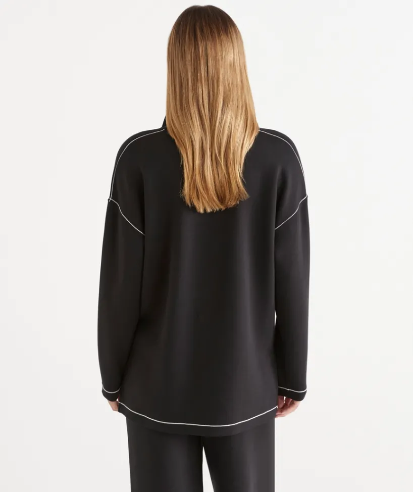 Sussan Matching Sets|Tops>Contrast Stitch Quarter-Zip Jumper