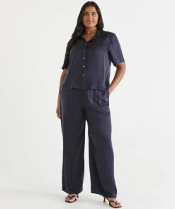 Sussan Tops|Matching Sets>Cupro Short Sleeve Shirt