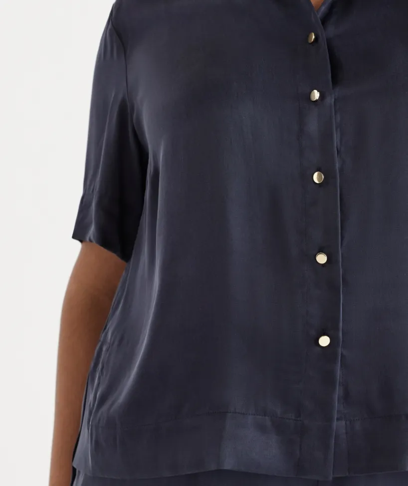 Sussan Tops|Matching Sets>Cupro Short Sleeve Shirt