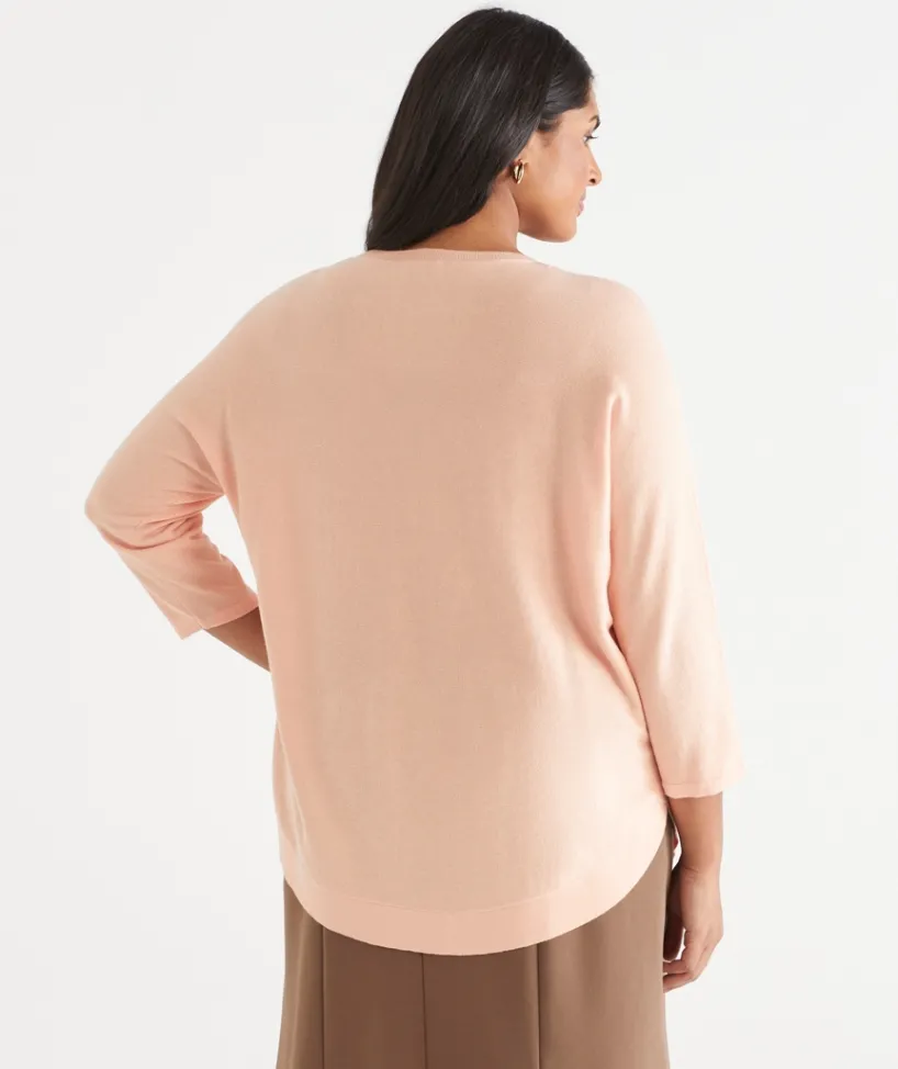 Sussan Knitwear|Tops>Curved Hem V Neck Jumper