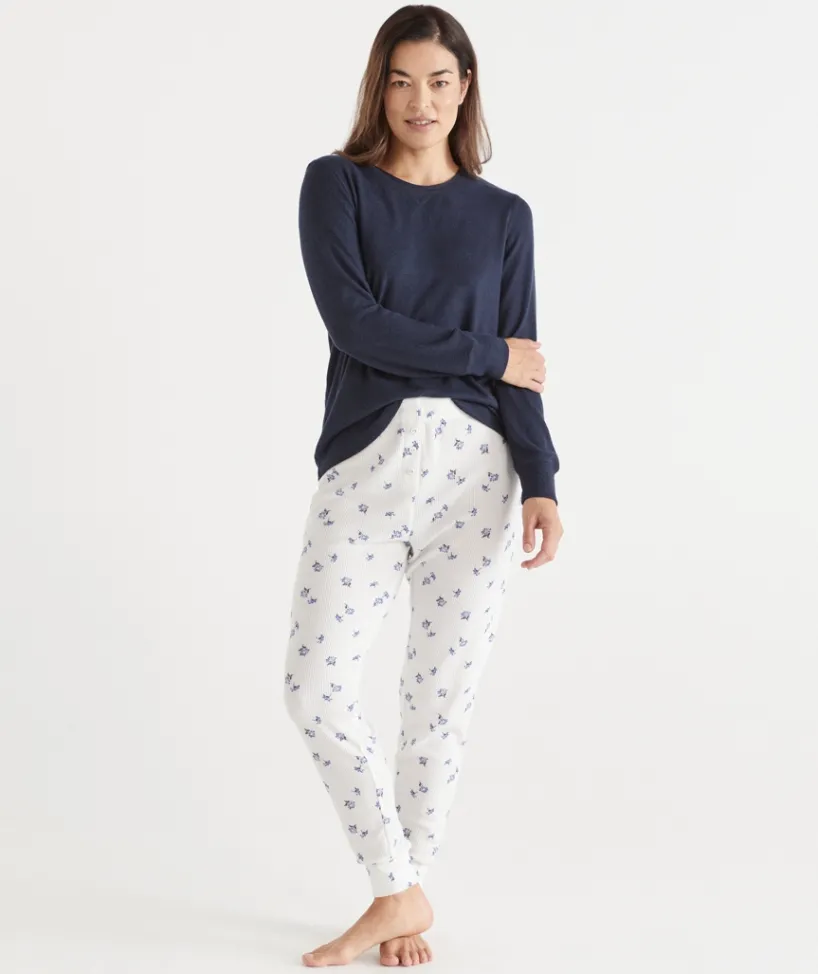 Sussan Pyjama Bottoms>Daisy Print Waffle Jogger