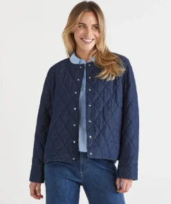 Sussan Denim|Denim Jackets & Shackets>Denim Puffer Jacket -