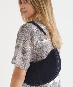 Sussan Bags>Denim Wash Crescent Bag