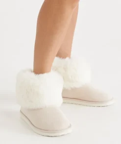 Sussan Slippers>Faux Fur Trim Slipper Boots