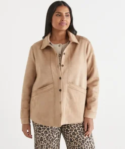 Sussan Jackets & Coats|Jackets>Faux Suede Longline Jacket