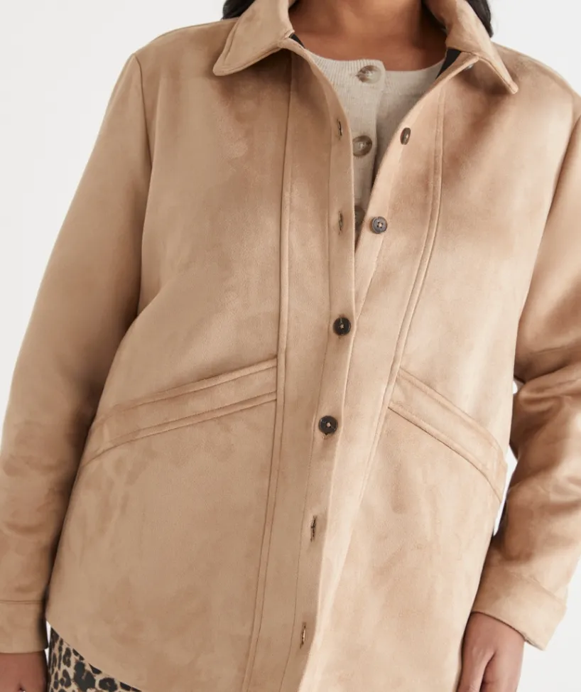 Sussan Jackets & Coats|Jackets>Faux Suede Longline Jacket