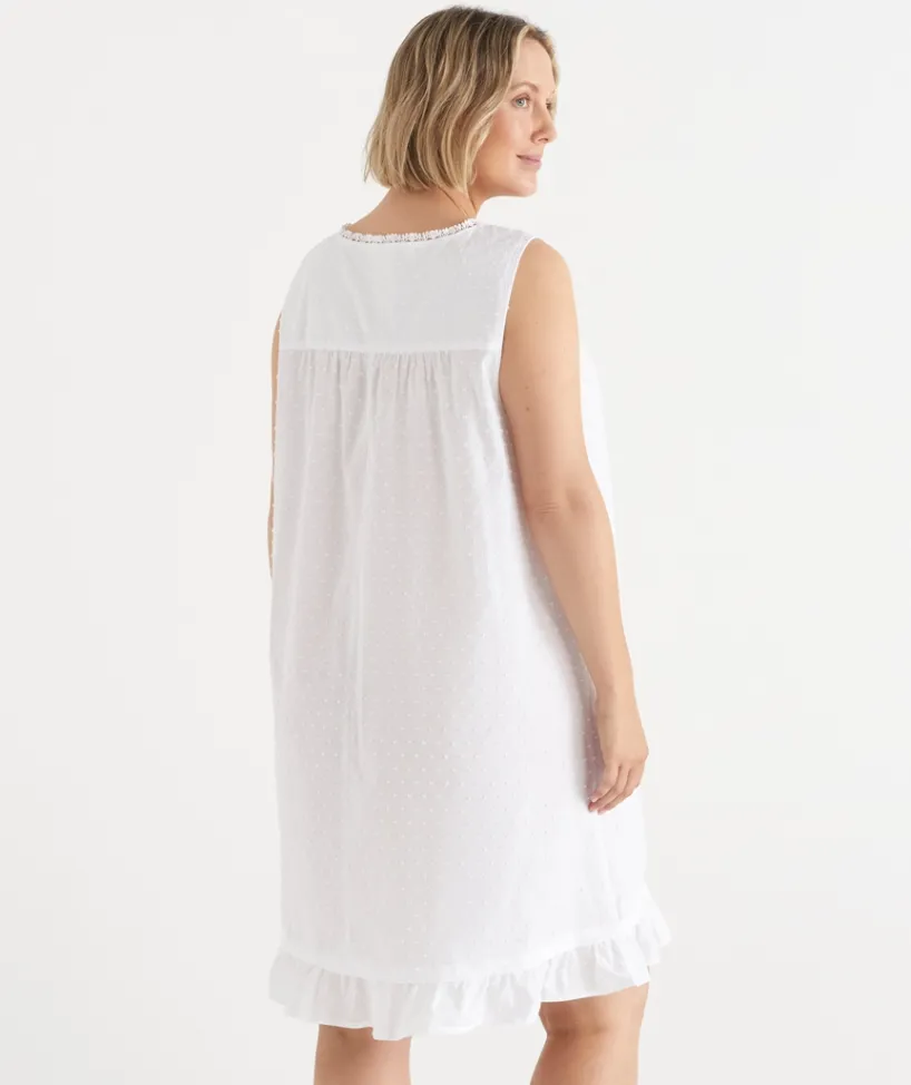 Sussan Nighties>Flock Spot Sleeveless Nightie