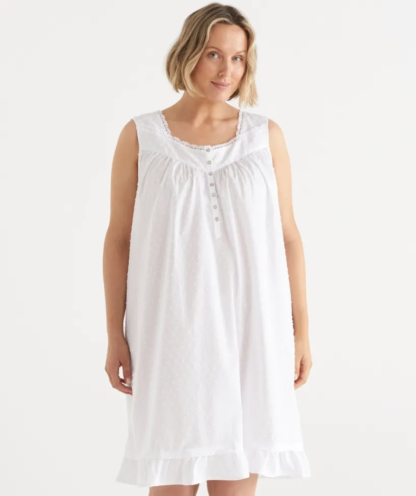 Sussan Nighties>Flock Spot Sleeveless Nightie