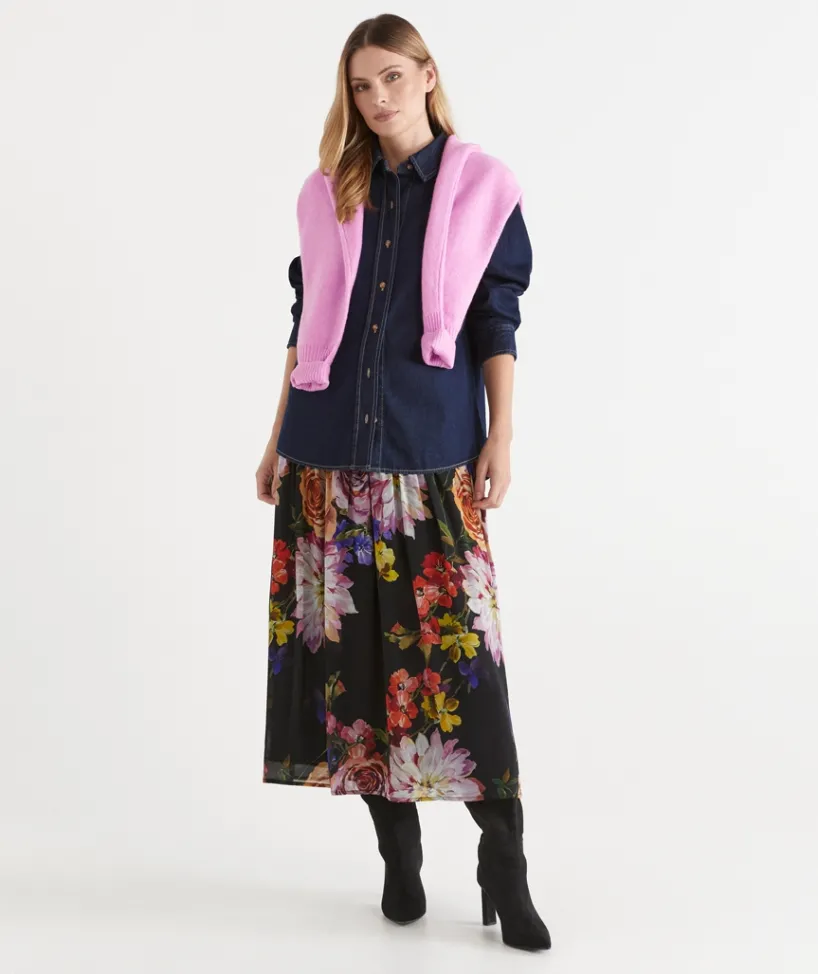 Sussan Skirts>Floral Bloom Gathered Midi Skirt