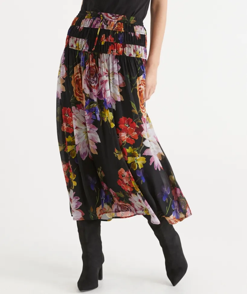 Sussan Skirts>Floral Bloom Gathered Midi Skirt