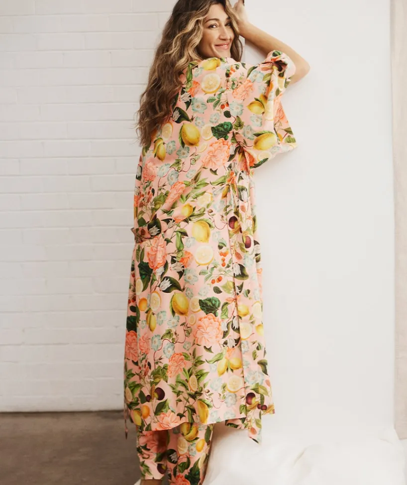 Sussan Dressing Gowns>Floral Botanical Orchard Kimono - Pink