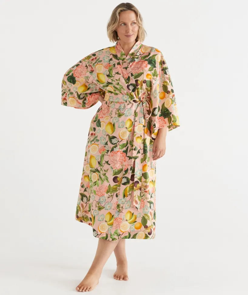 Sussan Dressing Gowns>Floral Botanical Orchard Kimono - Pink