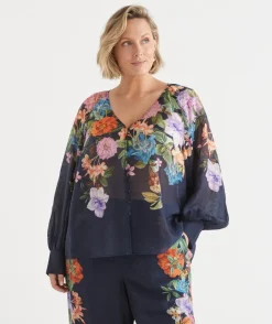 Sussan Tops|Matching Sets>Floral Botanical V Neck Blouse