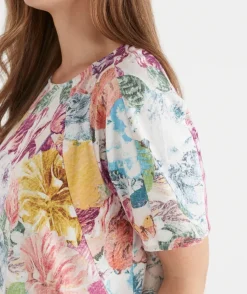 Sussan Tops>Floral Brights Seam Detail Short Sleeve Top