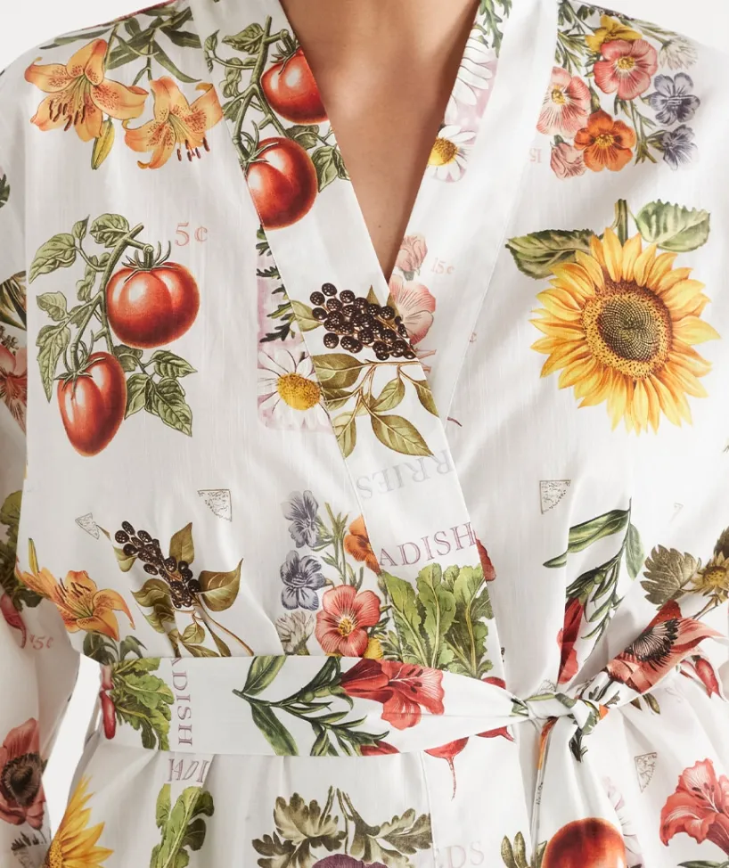 Sussan Dressing Gowns>Floral Garden Stamp Print Robe