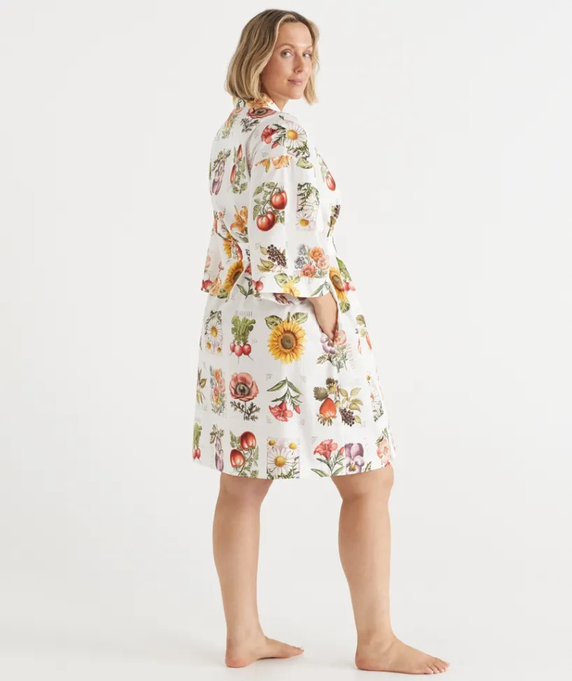 Sussan Dressing Gowns>Floral Garden Stamp Print Robe