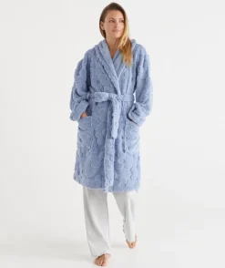 Sussan Dressing Gowns>Floral Hooded Robe - Blue