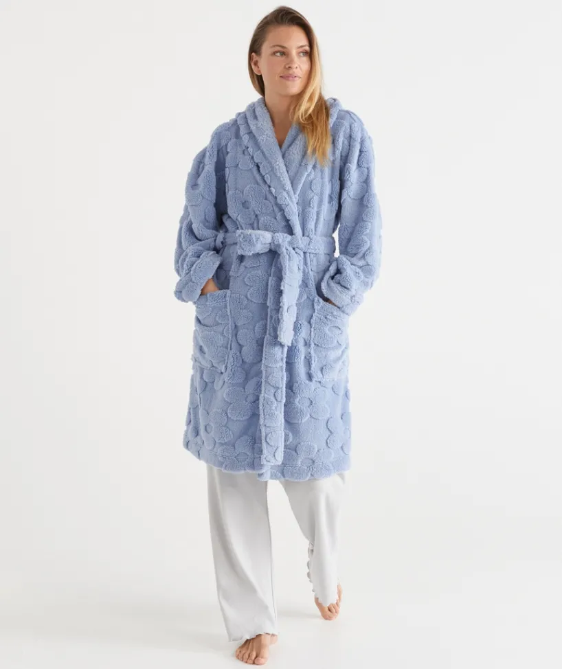 Sussan Dressing Gowns>Floral Hooded Robe - Blue