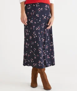 Sussan Skirts>Floral Print Slip Midi Skirt -