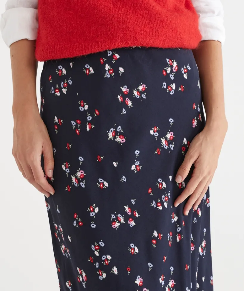 Sussan Skirts>Floral Print Slip Midi Skirt -