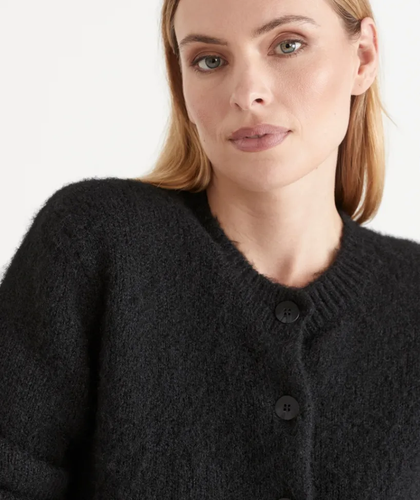 Sussan Tops|Knitwear>Fluffy Knit Crew Cardigan