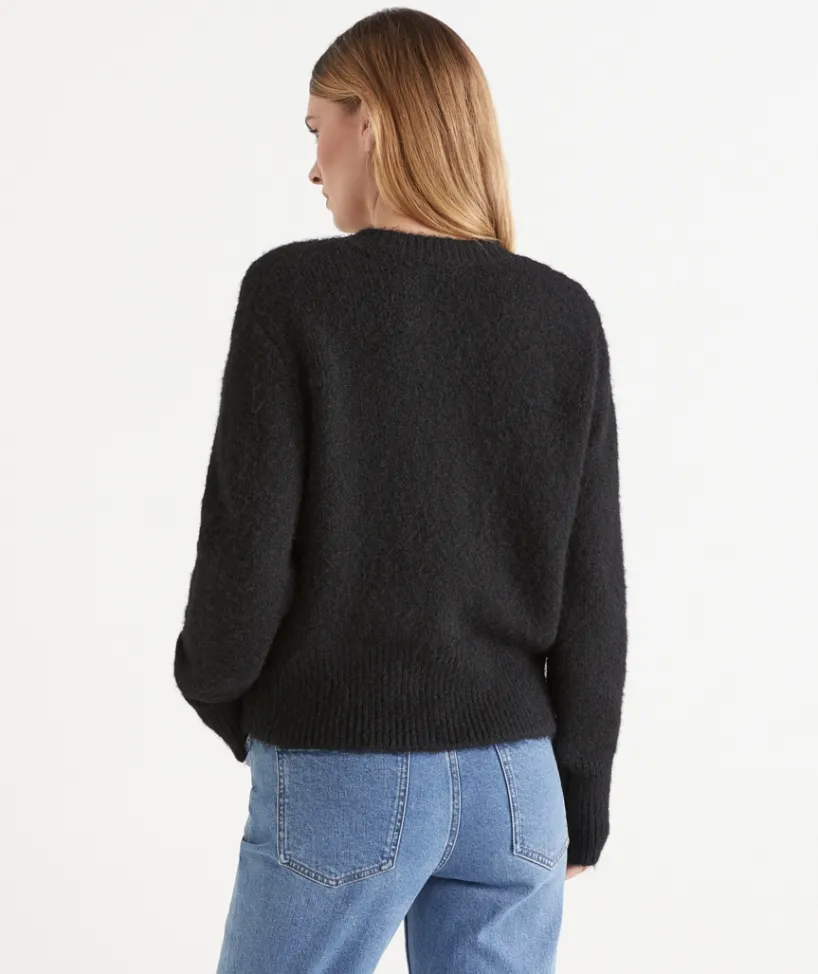 Sussan Tops|Knitwear>Fluffy Knit Crew Cardigan