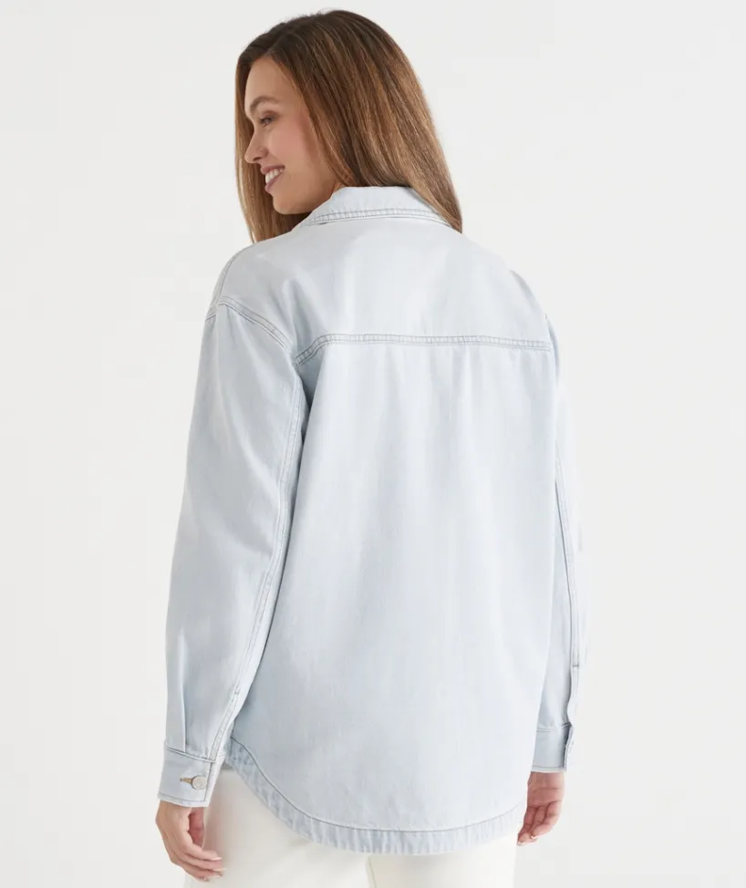 Sussan Denim|Denim Jackets & Shackets>Front Pocket Detail Denim Jacket