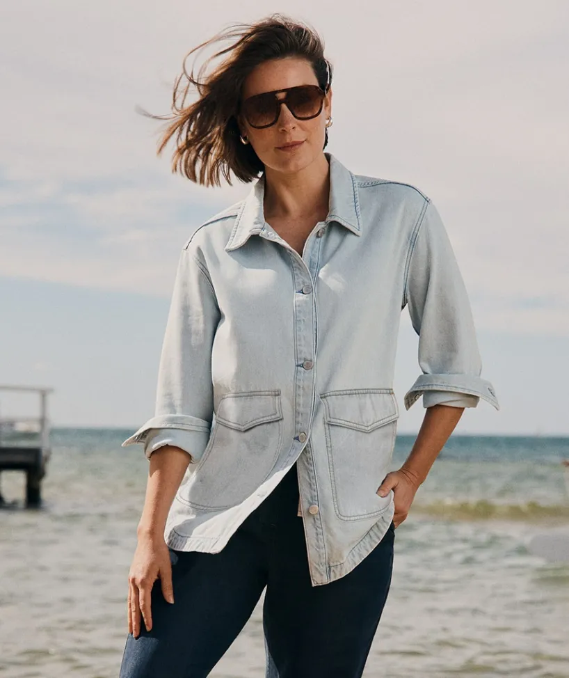 Sussan Denim|Denim Jackets & Shackets>Front Pocket Detail Denim Jacket