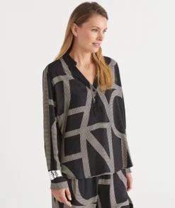 Sussan Tops|Shirts & Blouses>Geometric Print Long Sleeve Shirt