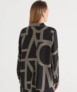 Sussan Tops|Shirts & Blouses>Geometric Print Long Sleeve Shirt