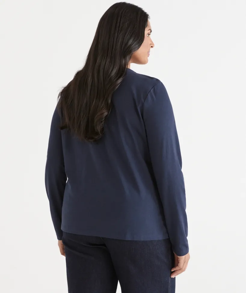 Sussan Tops>Hardware Detail Long Sleeve Top - Navy