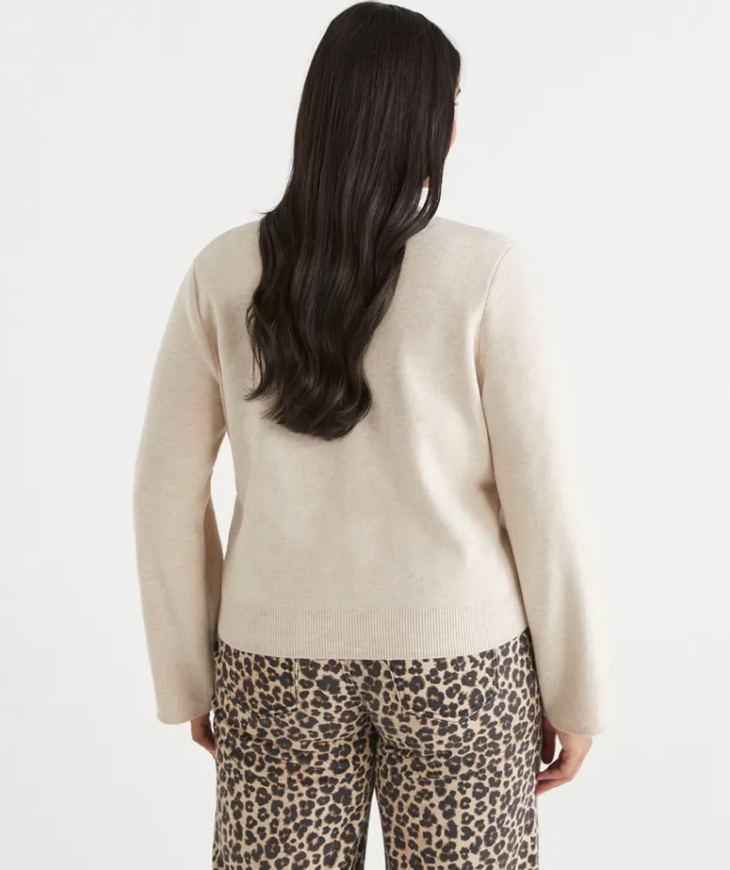 Sussan Knitwear|Tops>Knit Crew Neck Cardigan