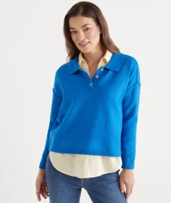 Sussan Tops|Knitwear>Knit Rugby Polo Jumper -