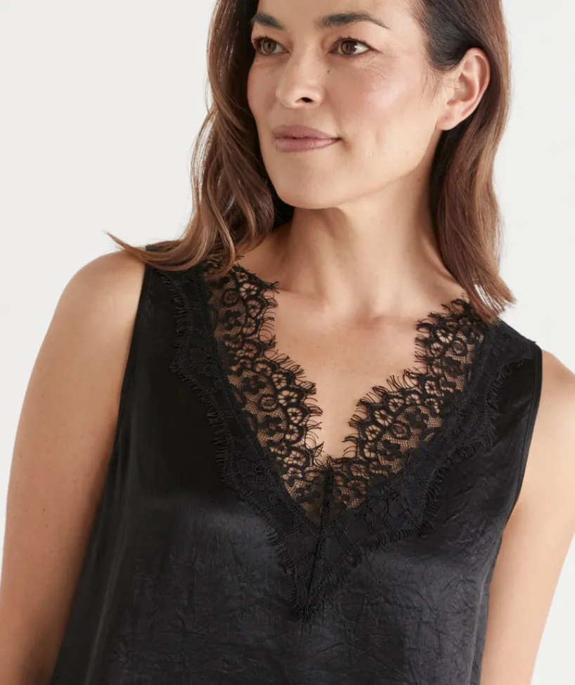 Sussan Tops|Matching Sets>Lace Trim Satin Cami