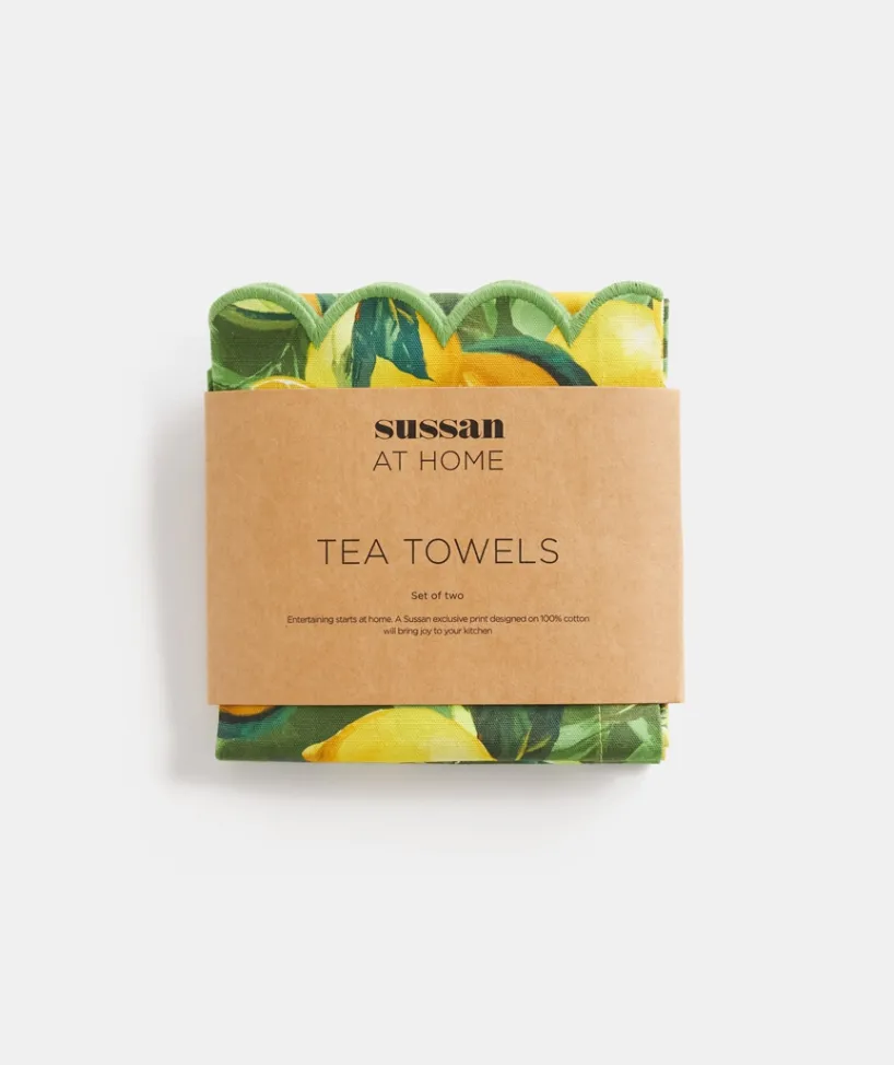 Sussan Gift & Wellbeing>Lemon Print Tea Towel Set -